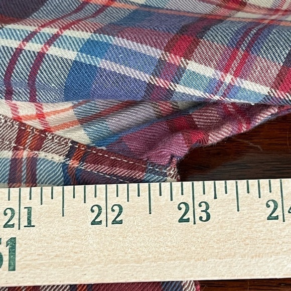 Chaps Women’s Petite Blue Cream Red Plaid Embroidered ButtonUp Western Sz XL EUC - Picture 10 of 11